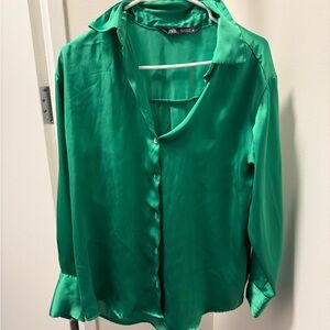 Zara Emerald Button Down Shirt